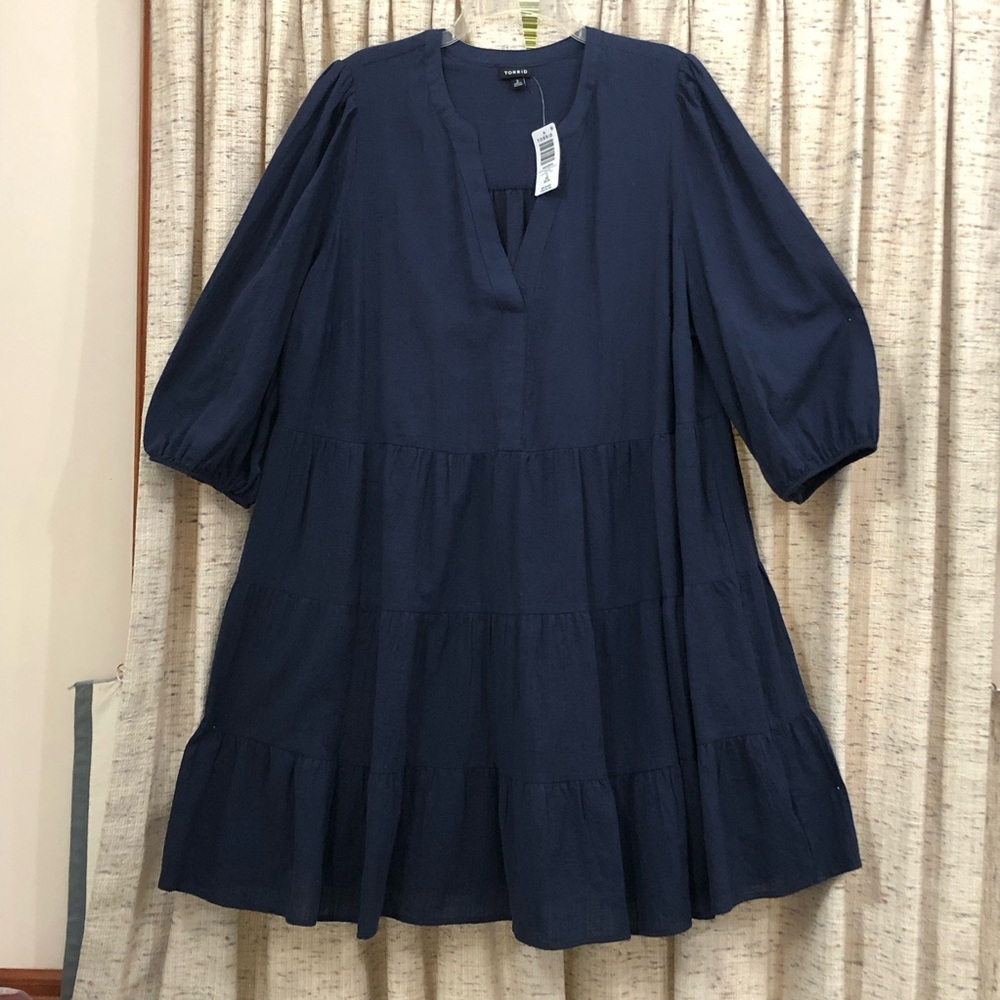 Torrid Y-Neck Tiered Mini Dress - 2X